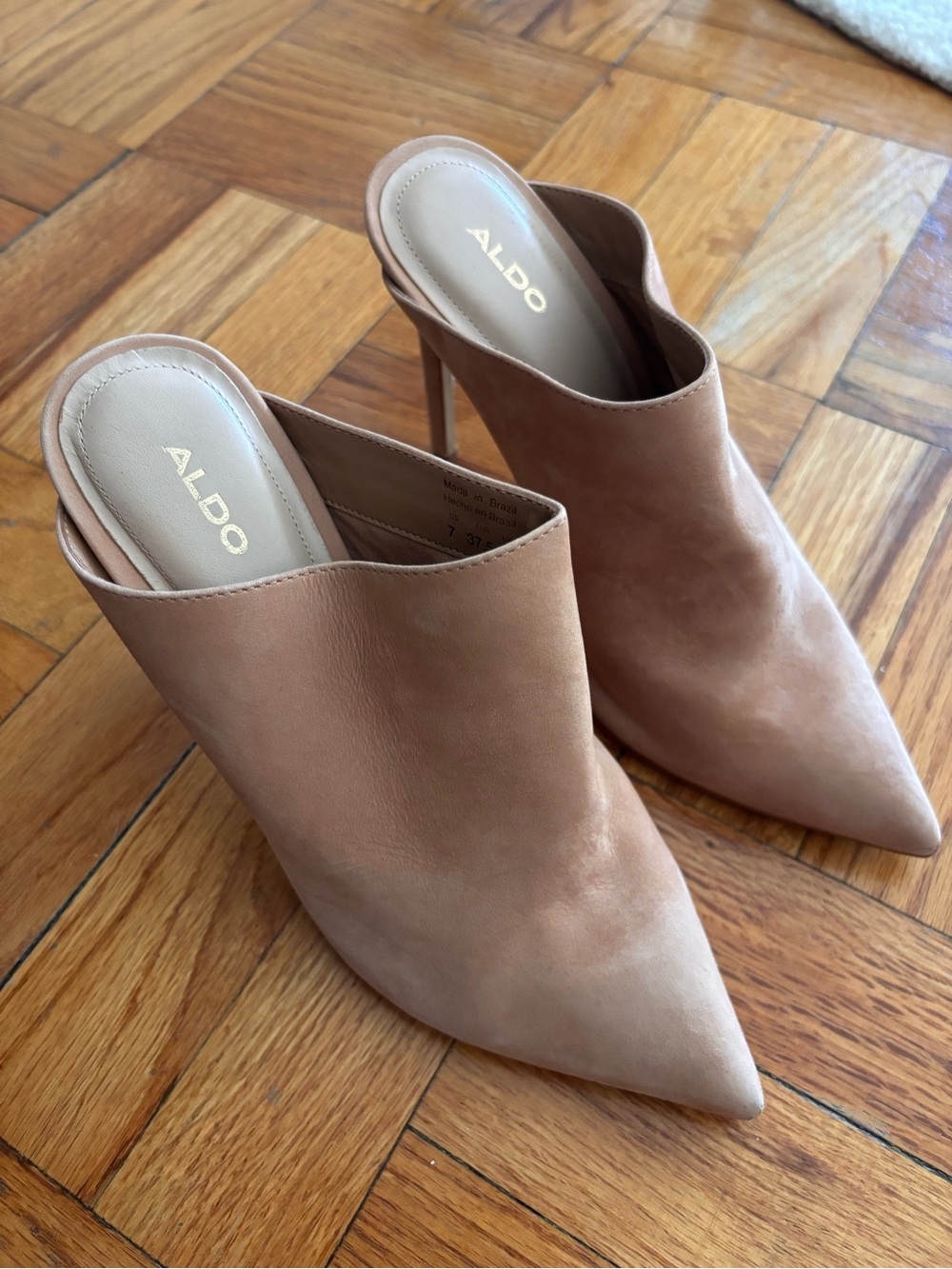 ALDO Women's Taupe Pointed-Toe Slip-On Mule Heels